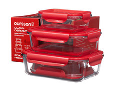 Набор стеклянных контейнеров Oursson CG3502SS/RD