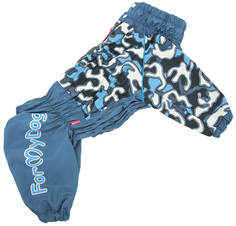 Дождевик для собак FOR MY DOGS Камуфляж, мужской, синий, A1, длина спины 30 см