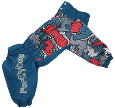 Дождевик для собак FOR MY DOGS Камуфляж, мужской, голубой, A3, длина спины 40 см