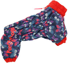 Дождевик для собак FOR MY DOGS Бабочки, женский, синий, 10, длина спины 24 см