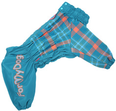 Дождевик для собак FOR MY DOGS Клетка, мужской, голубой, B2, длина спины 45 см
