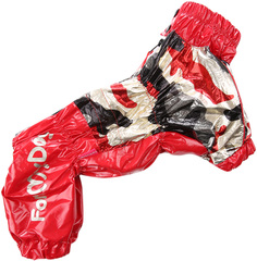 Дождевик для собак FOR MY DOGS Камуфляж, женский, красный, 12, длина спины 27 см