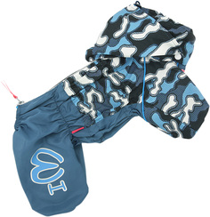 Дождевик для собак FOR MY DOGS Камуфляж, мужской, синий, 10, длина спины 24 см