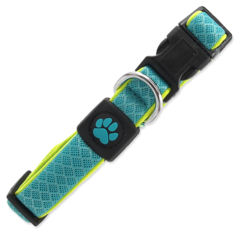 Ошейник для собак повседневный Dog Fantasy Fluffy Reflective, обхват шеи 28-40 см, зеленый