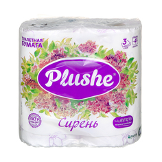 Туалетная бумага Plushe Deluxe 4 рулона 3 слоя 15м Сирень