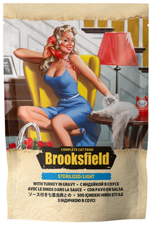 Влажный корм для кошек BROOKSFIELD Sterilized/Light , индейка, 22шт, 85г