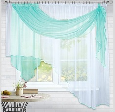 Штора для кухни Nivasan Муза бирюза на ленте