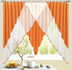 Штора для кухни Nivasan Мираж оранжевый на ленте