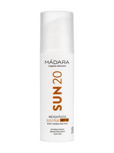 Солнцезащитное молочко для тела MADARA Weightless Sun SPF20 с маслом малины 150 ml