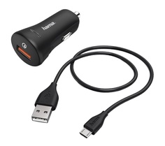 Сетевое зарядное устройство Hama QC 3A microUSB Black (00178337)