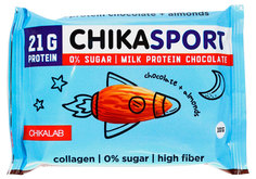 Шоколад Молочный с миндалем без сахара Chikalab 100 гр (коробка, 12 штук)