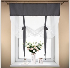 Штора для кухни Nivasan Алисия 200 серая на ленте