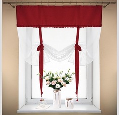 Штора для кухни Nivasan Алисия 150красный на ленте