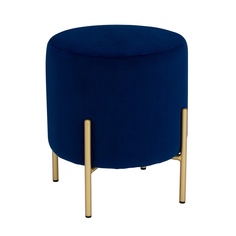 Пуф Baltimore синий велюр StoreForHome / A-8823-BLUE-GOLD