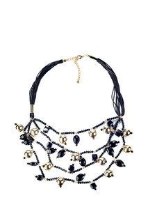 Колье женское Unique КЦ212К черное, 45-50 см