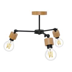 Люстра потолочная "Timber" 3хЕ27х60Вт, черный и натуральный, Дубравия, 055-174-23