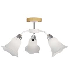 Люстра потолочная "Селена" 3хЕ27х60Вт, белый и натуральный, Дубравия, 012-711-23