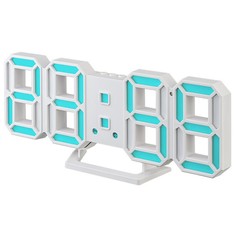 Часы-будильник LED Perfeo "LUMINOUS 2", белый корпус / синяя подсветка (PF-6111)