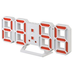 Часы-будильник LED Perfeo "LUMINOUS 2", белый корпус / красная подсветка (PF-6111)