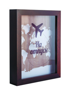 Копилка для денег "Отпуск", 22x26, массив дерева, венге, Дубравия, KRI-035-SM