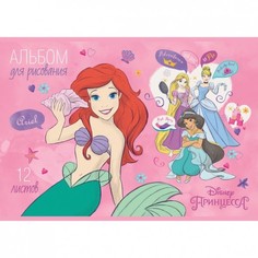 Альбом для рисования. Hatber. 12 листов. А4. На скобе. Серия Принцессы. DISNEY