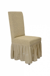 Чехол на стул с оборкой Venera "Жаккард", цвет светло-бежевый, 1 предмет