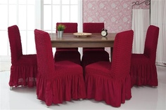 Чехлы на стулья с оборкой Venera, бордовый, комплект 6 штук