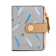 Кошелек женский Kawaii Factory Перья и листья серый