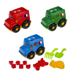 Сортер-автобус Colorplast Бусик №2 (автобус с вкладышами, лопатка и грабельки, 2 пасочки)