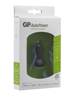 Автомобильное зарядное устройство USB GP AP21B-2CR1