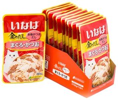 Влажный корм для кошек INABA , Тунец и рыба бонито, 12шт, 60г