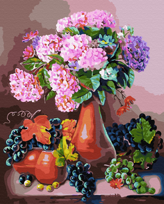Картина по номерам Paintboy Original GX30652 "Гортензия и виноград" 40х50см