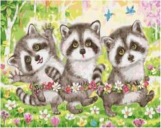 Картина по номерам Paintboy Original GX 38897 Дружные енотики 40x50см