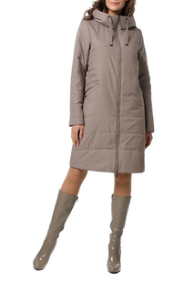 Утепленное пальто женское DizzyWay 21102 серое, бежевое 42