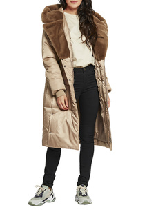 Утепленное пальто женское D`imma 2110 бежевое 60-170