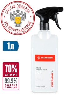 Антисептик Flexfresh для рук и поверхностей спрей 1 литр спиртовой 70%