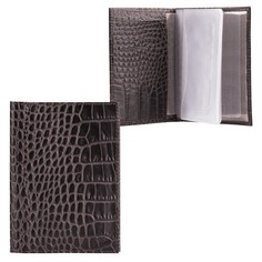 Обложка для автодокументов мужская Fabula Croco Nile черная