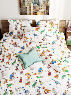 Пододеяльник Сказка "Dogs on white" 2-сп 175х215 см