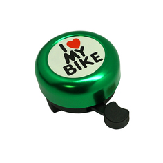 Звонок "I LOVE MY BIKE" зелёный, сталь/пластик TBS