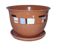 Горшок цветочный с поддоном ДЕКОР 1,5 Л ЦВЕТ Кунгурская керамика