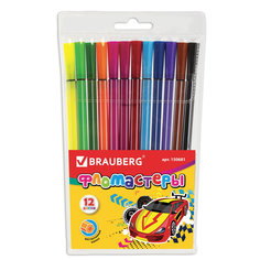 Фломастеры Brauberg шестигранные, 12 цветов