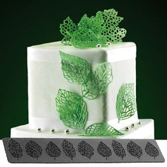 Коврик силиконовый рельефный "КРУЖЕВО" (цветной) (400х80 мм, листики) Silikomart