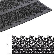 Коврик силиконовый рельефный "КРУЖЕВО" (черные) (400х200 мм, №4) Silikomart