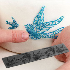 Коврик силиконовый рельефный "КРУЖЕВО" (цветной) (400х80 мм, птички) Silikomart