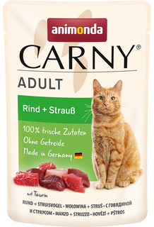 Влажный корм для кошек Animonda ADULT , говядина, страус, 12шт, 85г