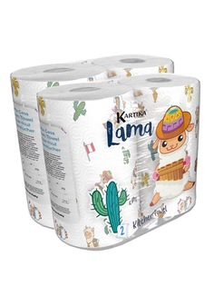 Полотенца бумажные "Лама" с рисунком, Kartika Collection, 2 сл., 2 уп х 2 рул/70 л World Cart