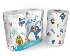Полотенца бумажные "Пингвины", Kartika Collection, 2 сл, 2 рул/70 л, World Cart
