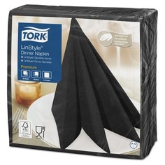 Салфетки бумажные нетканые сервировочные TORK LinStyle Premium, 39х39 см, 50 шт., чёрные