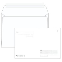 Конверты С4 (229х324 мм), отрывная полоса, "Куда-Кому", 100 г/м2, КОМПЛЕКТ 500 шт. РЯЖСКАЯ ПЕЧАТНАЯ ФАБРИКА