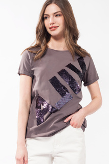 Футболка женская Vilatte D49.715 коричневая 44